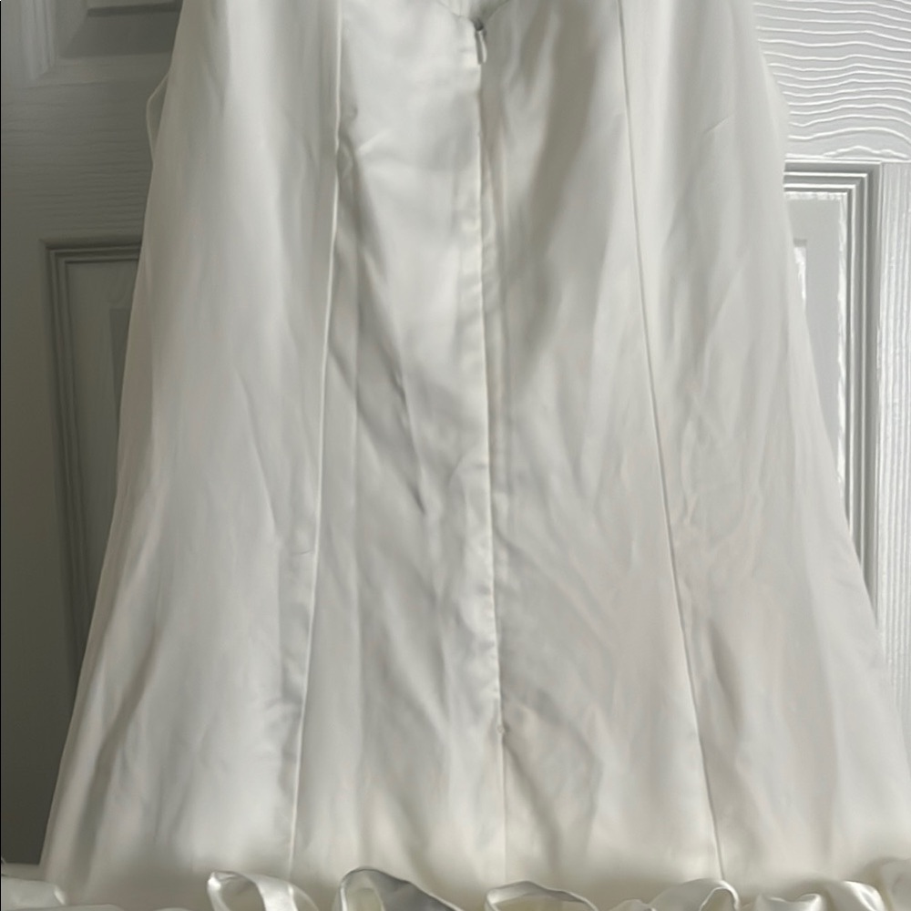 White Satin Ruffle Dress - Picture 5 of 7
